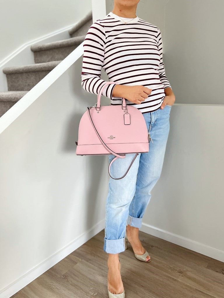 Coach Pink Leather Front Logo Alma 2 Way Shoulder Bag Like New