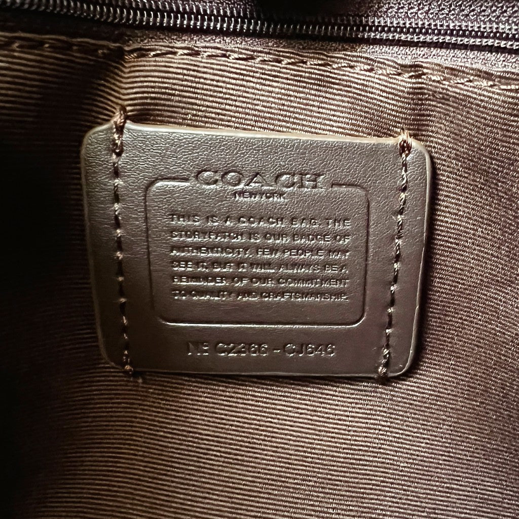 Coach Two Tone Leather Monogram Book Tote 2 Way Shoulder Bag