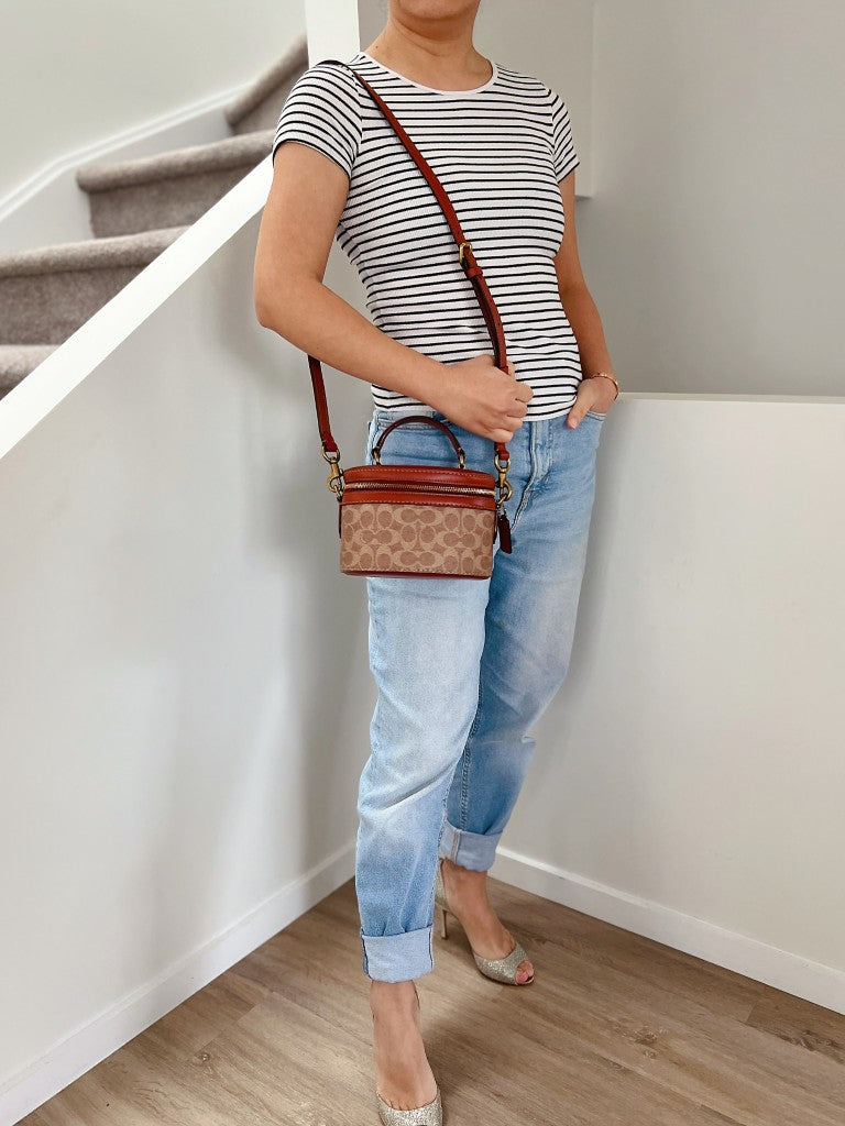 Coach Caramel Leather Monogram Bucket 2 Way Shoulder Bag Like New