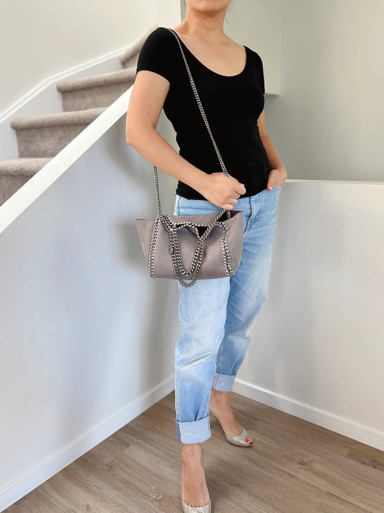 Stella Mccartney Two Tone Signature Falabella Shoulder Bag + Pouch Excellent