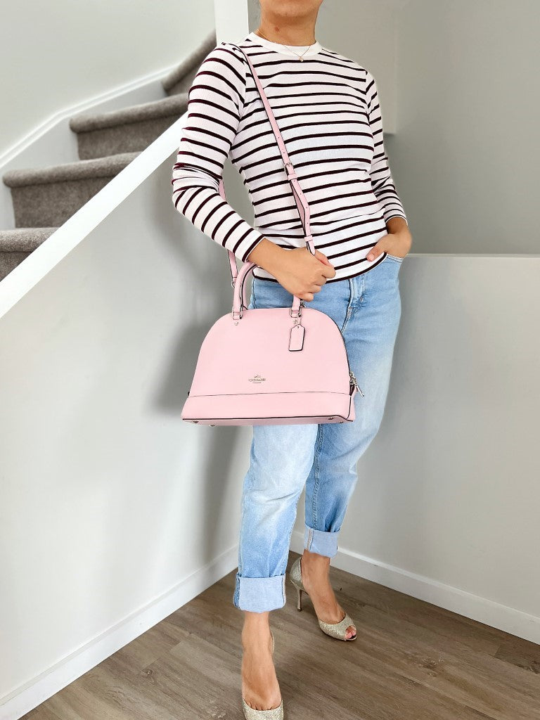 Coach Pink Leather Front Logo Alma 2 Way Shoulder Bag Like New