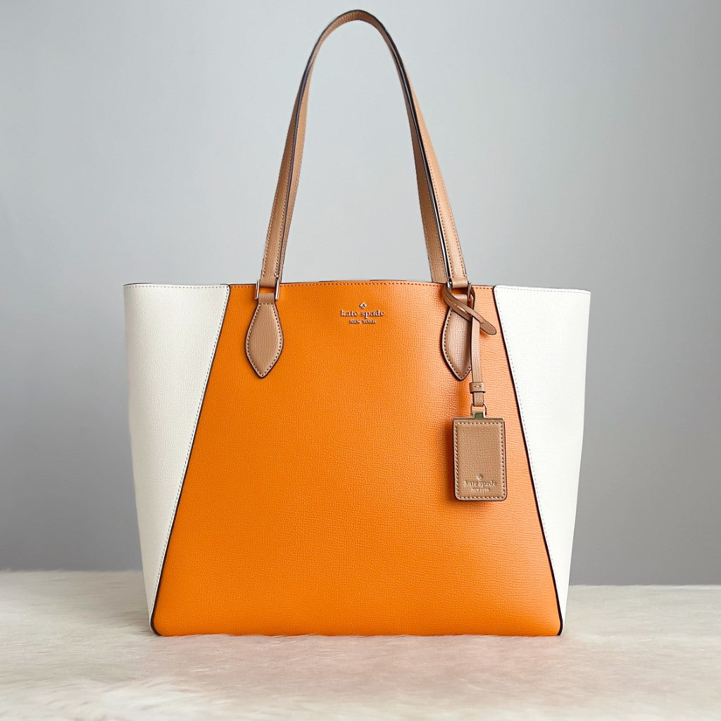 Kate Spade Colour Block Leather Front Logo Carryall Shoulder Bag Like New