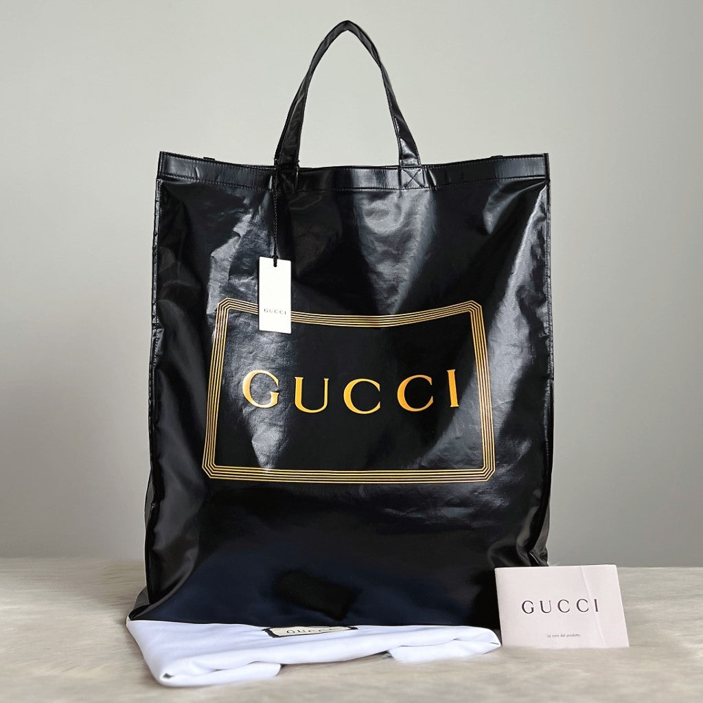 Gucci Black Front Logo Oversized Book Tote Bag New with Tags