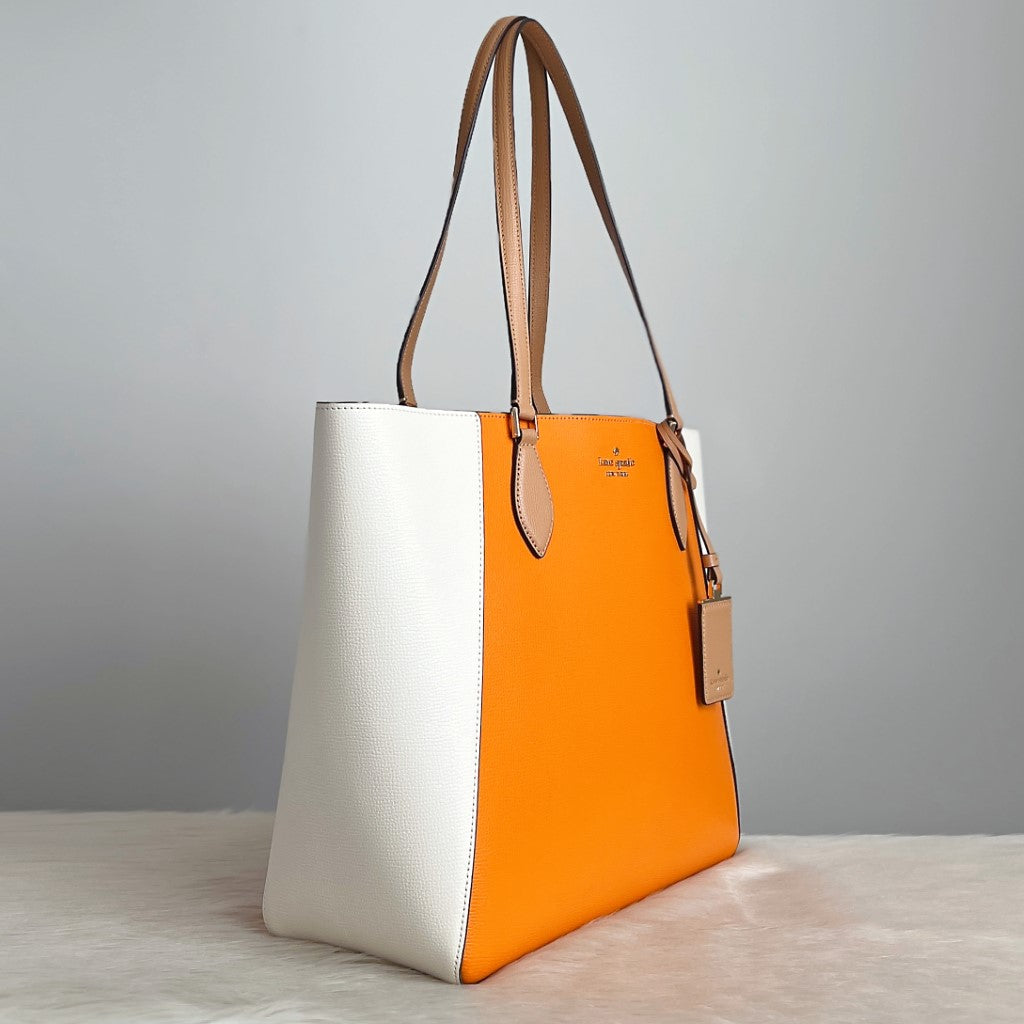 Kate Spade Colour Block Leather Front Logo Carryall Shoulder Bag Like New