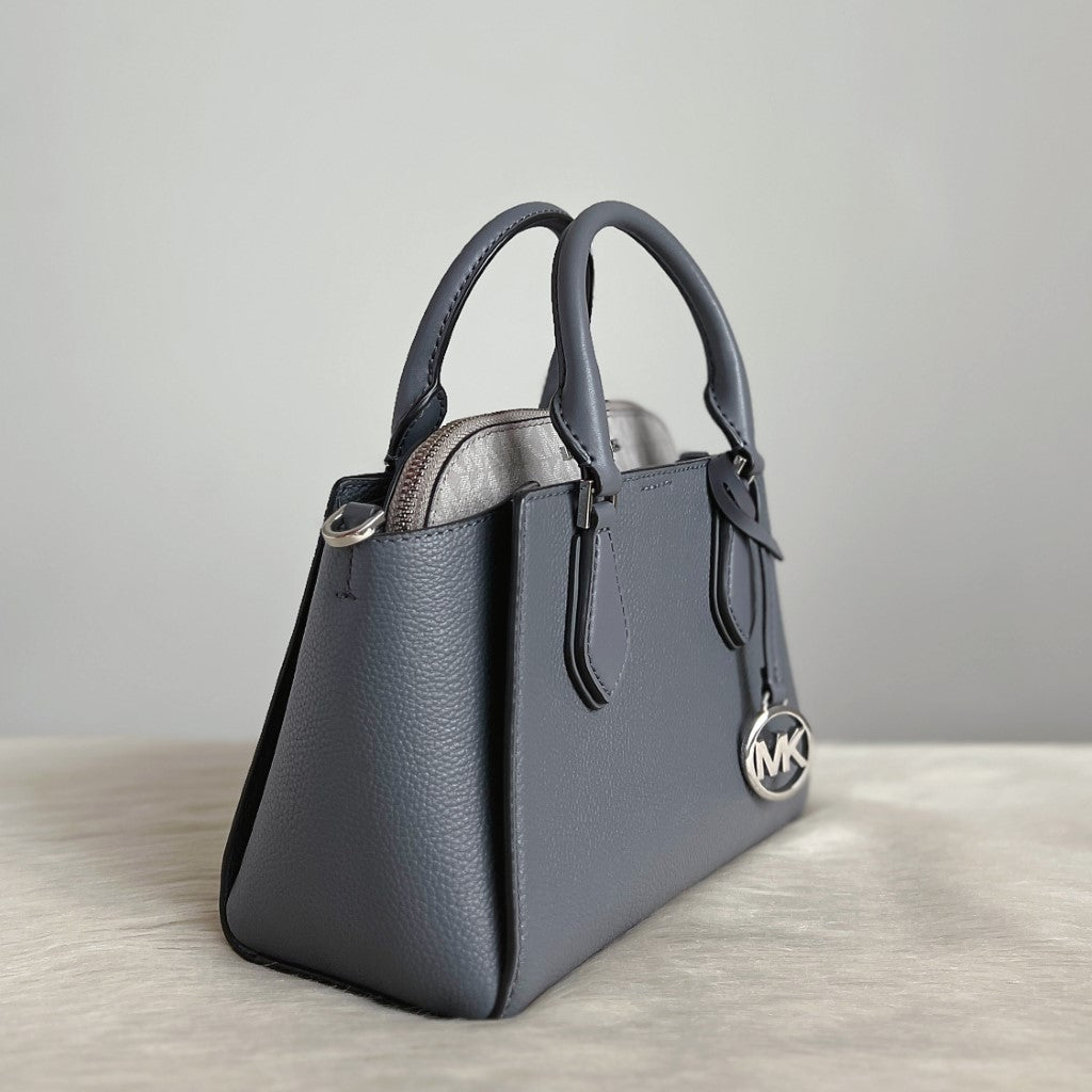 Michael Kors Grey Leather Monogram 2 Way Shoulder Bag 2-in-1 Like New