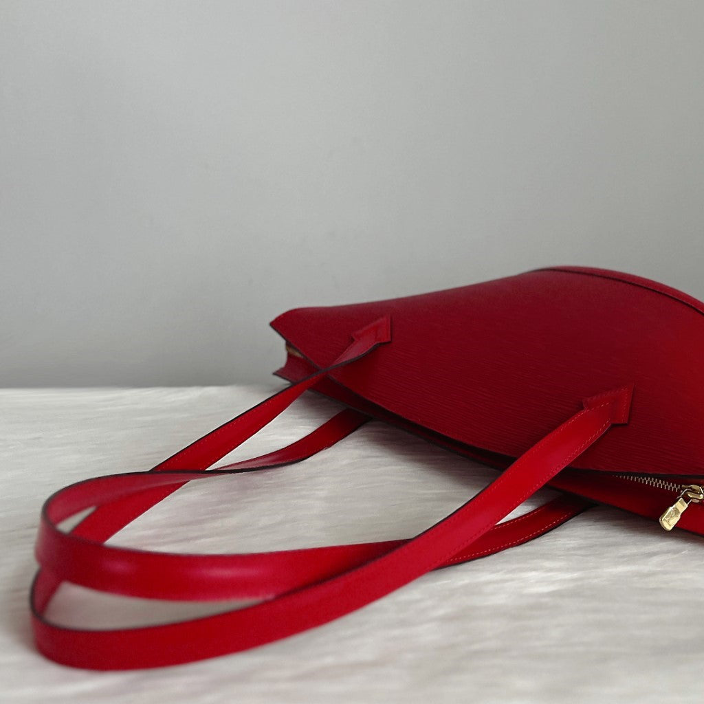 Louis Vuitton Red Epi Leather Saint Jacques Poignees Shoulder Bag Excellent