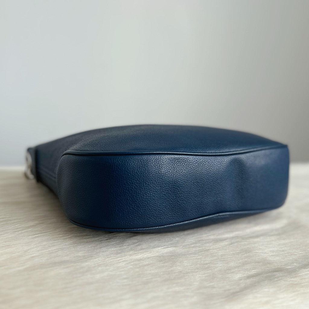 Kate Spade Navy Leather Double Strap Crossbody Shoulder Bag + Pouch Like New