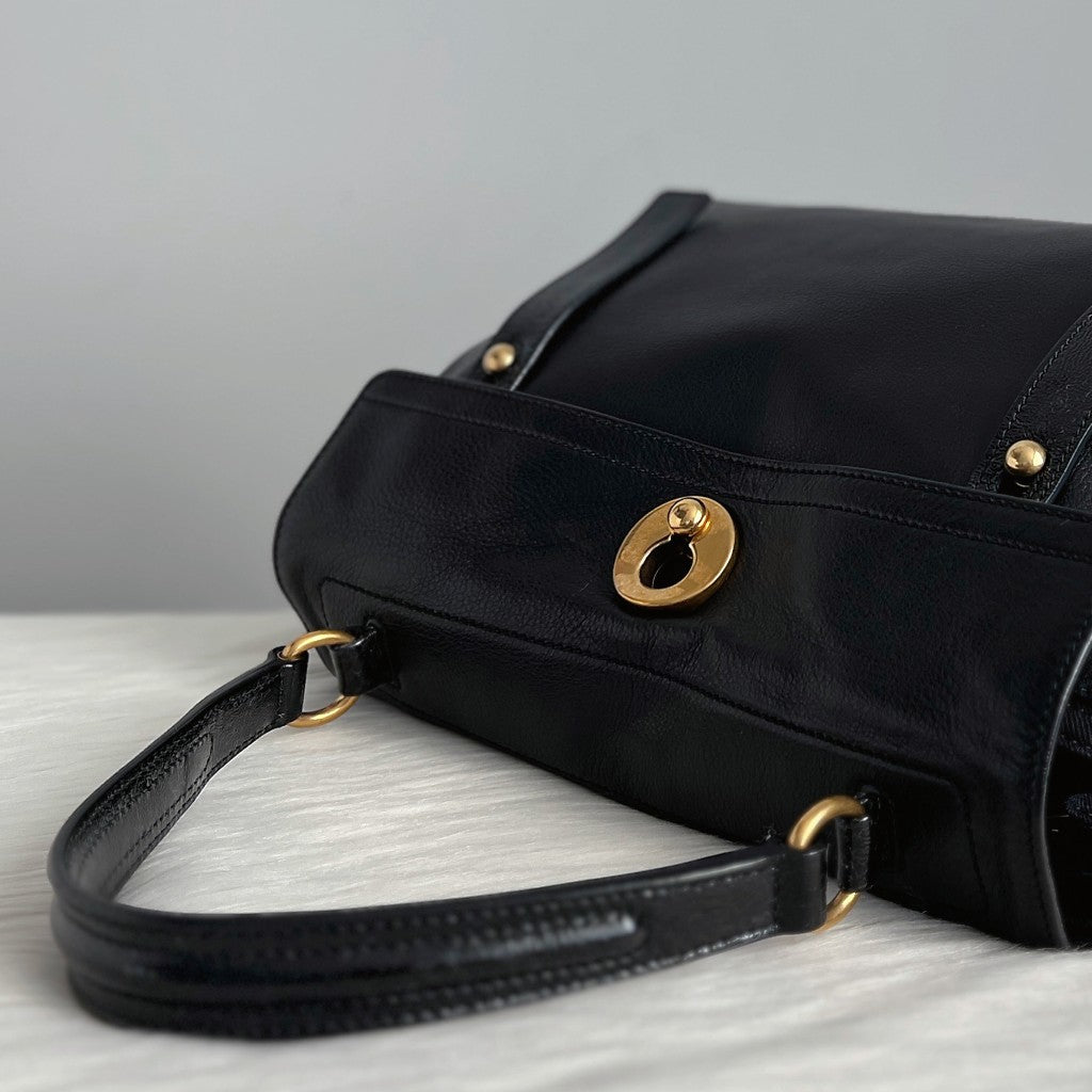 Yves Saint Laurent YSL Black Leather Muse Two Tote Bag Excellent