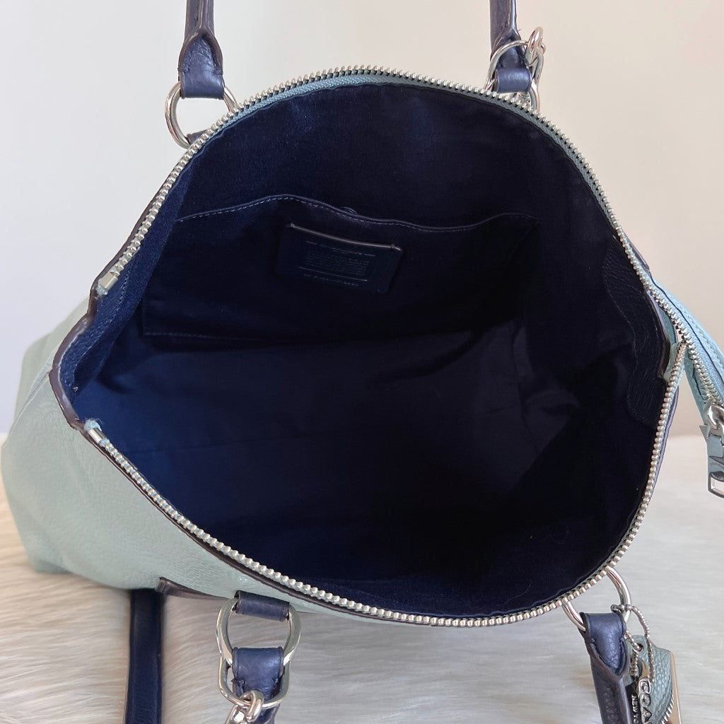 Coach Two Tone Leather Front Detail 2 Way Shoulder Bag Excellent