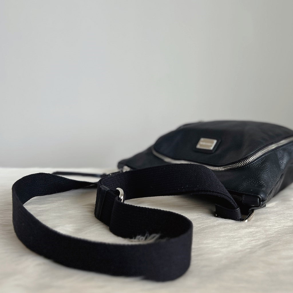 Dolce & Gabbana Black Leather Unisex Crossbody Shoulder Bag Excellent
