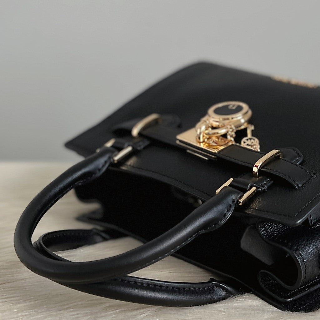 Michael Kors Black Leather Padlock Detail 2 Way Shoulder Bag Like New