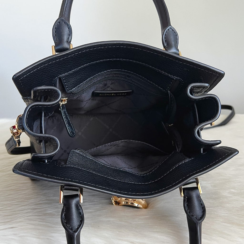 Michael Kors Black Leather Padlock Detail 2 Way Shoulder Bag Like New