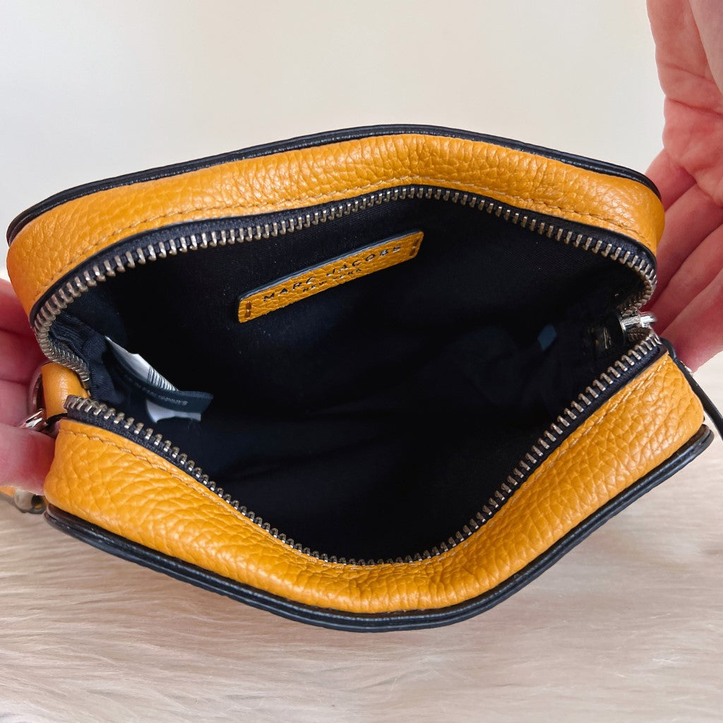 Marc Jacobs Mustard Leather Front Logo Crossbody Shoulder Bag
