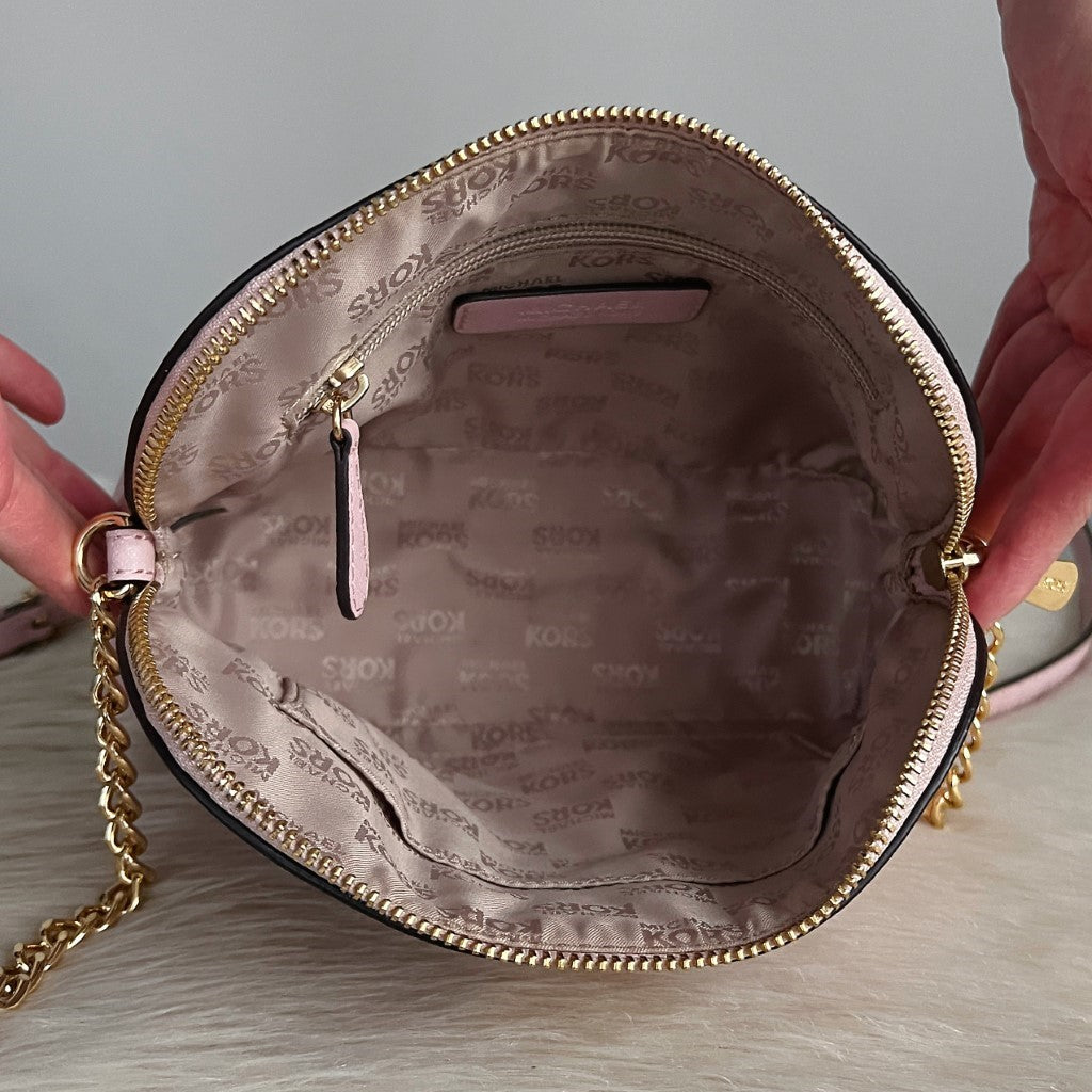 Michael Kors Pink Leather Chain Detail Crossbody Shoulder Bag Like New