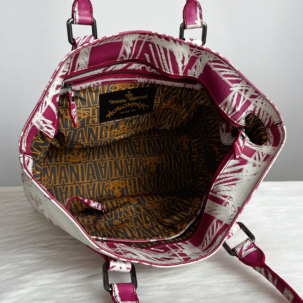 Vivienne Westwood Two Tone Patterned Carryall Shoulder Bag Excellent