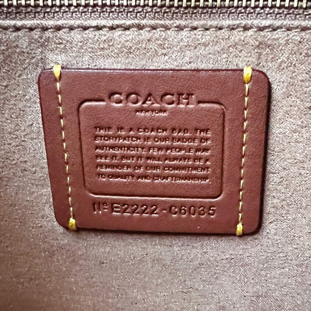 Coach Tri-Tone Leather Suede Patchwork Book Tote 2 Way Shoulder Bag Excellent