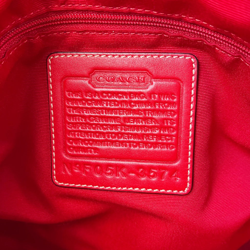 Coach Red Leather Monogram Double Buckle Crossbody Shoulder Bag Excellent