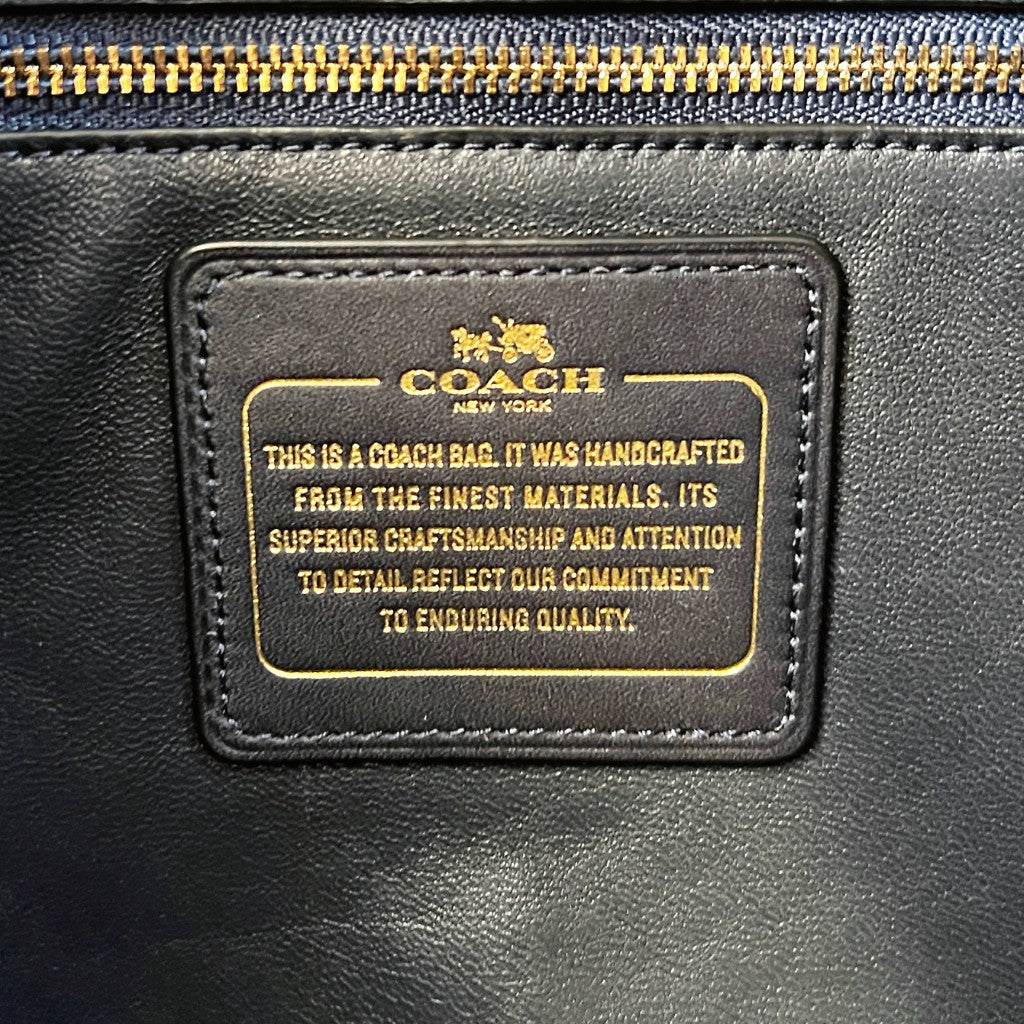 Coach Navy Leather Front Logo 2 Way Shoulder Bag Excellent