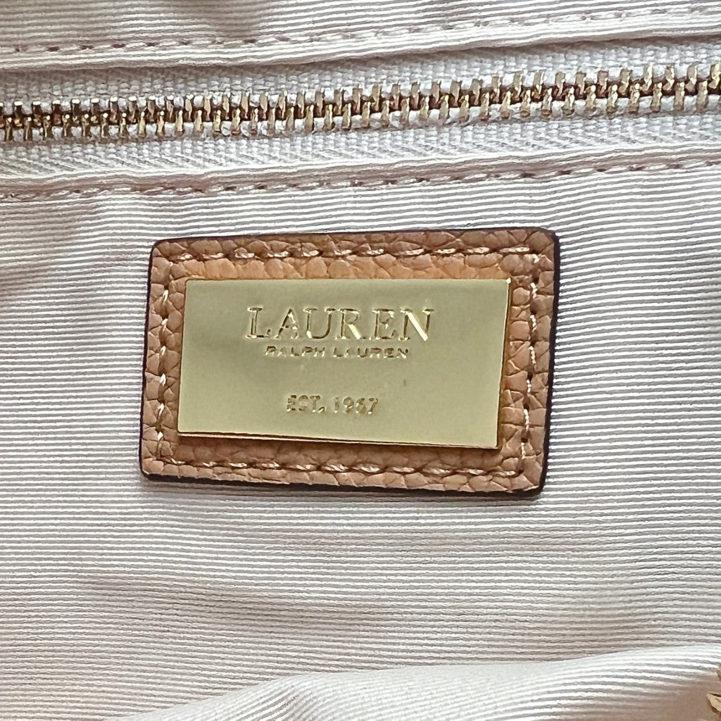 Ralph Lauren Caramel Leather Double Compartment Crossbody Shoulder Bag Like New
