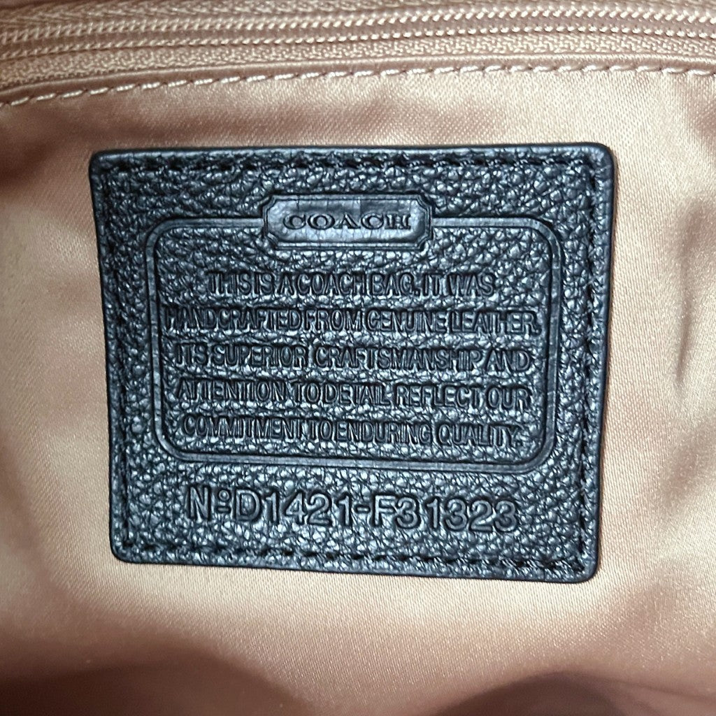 Coach Black Leather Front Logo Slouchy 2 Way Shoulder Bag Like New