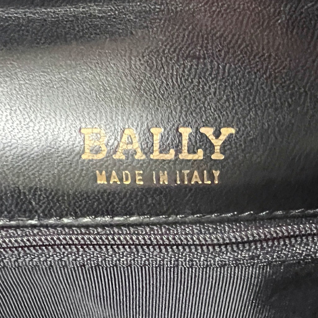 Bally Black Leather Quilited Front Logo Crossbody Shoulder Bag Excellent