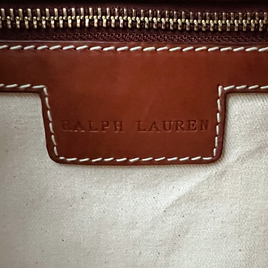 Ralph Lauren Caramel Leather Front Pocket Crossbody Shoulder Bag Excellent
