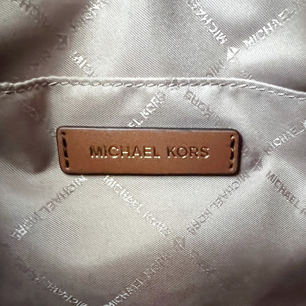 Michael Kors Caramel Leather Monogram Triple Compartment 2 Way Shoulder Bag Like New