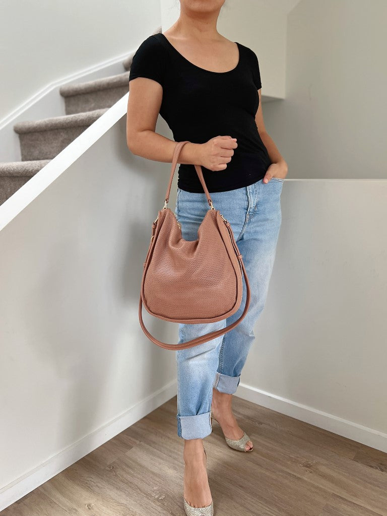 See by Chloe Rose Leather Cut Out Detail Slouchy 2 Way Shoulder Bag Excellent