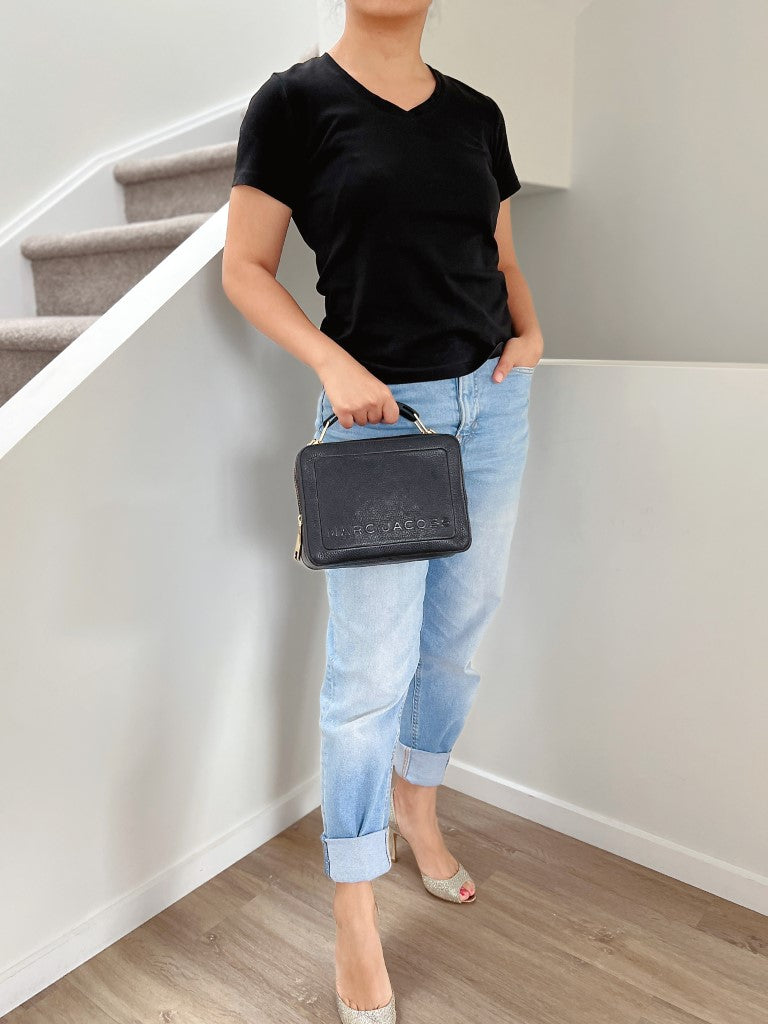 Marc Jacobs Black Leather Double Compartment Box Bag