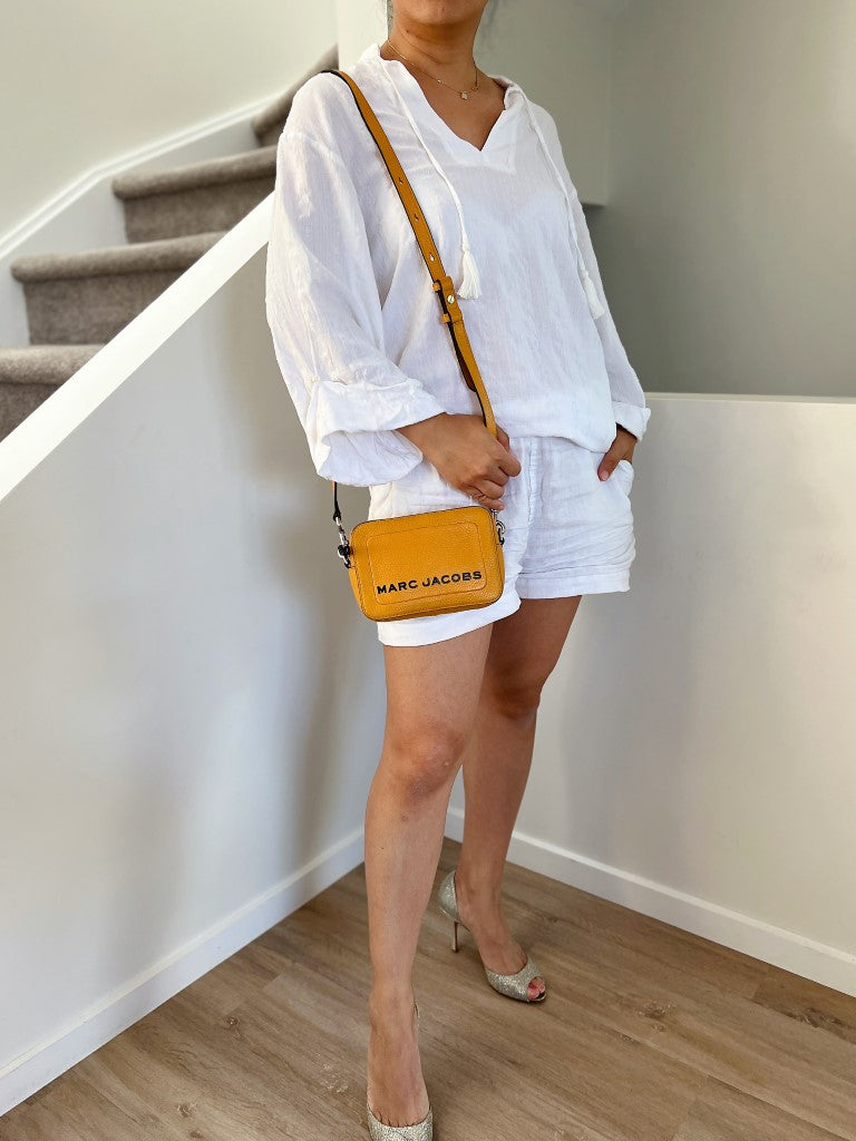 Marc Jacobs Mustard Leather Front Logo Crossbody Shoulder Bag