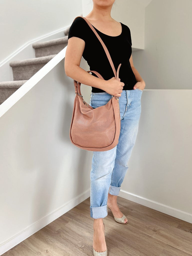 See by Chloe Rose Leather Cut Out Detail Slouchy 2 Way Shoulder Bag Excellent