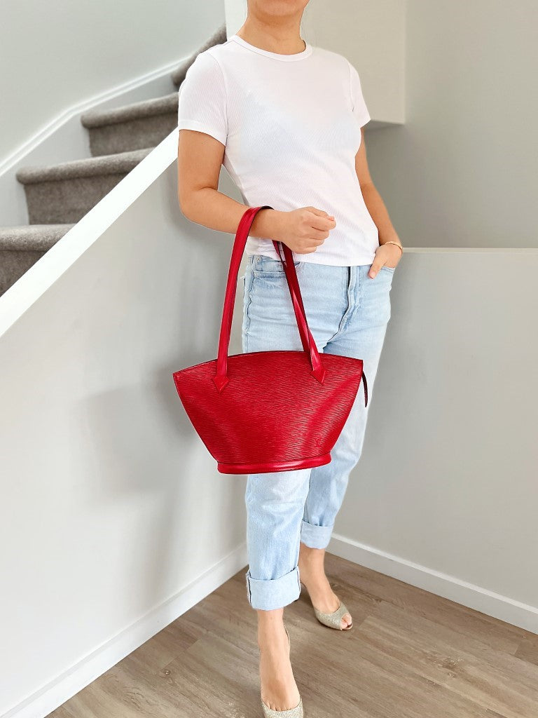 Louis Vuitton Red Epi Leather Saint Jacques Poignees Shoulder Bag Excellent