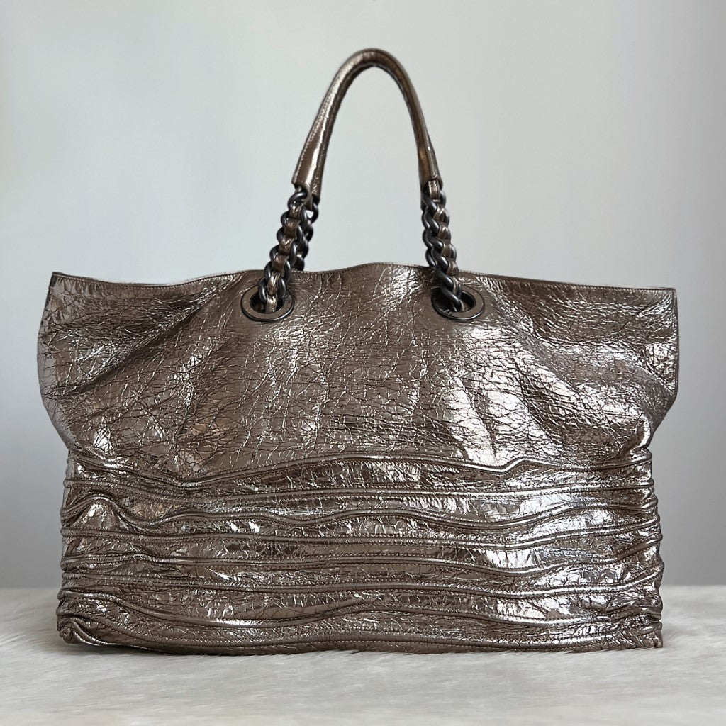 Bottega Veneta Metallic Gold Chain Detail Large Shoulder Bag