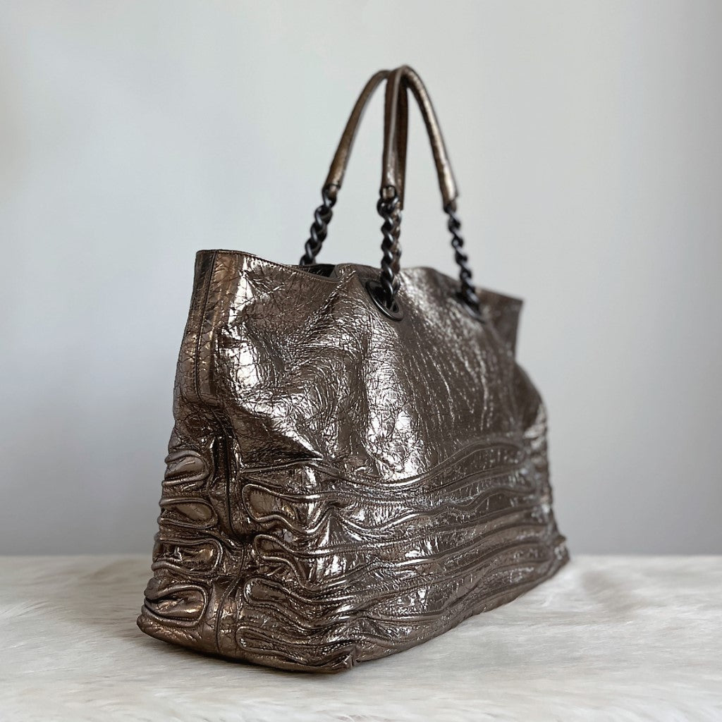 Bottega Veneta Metallic Gold Chain Detail Large Shoulder Bag