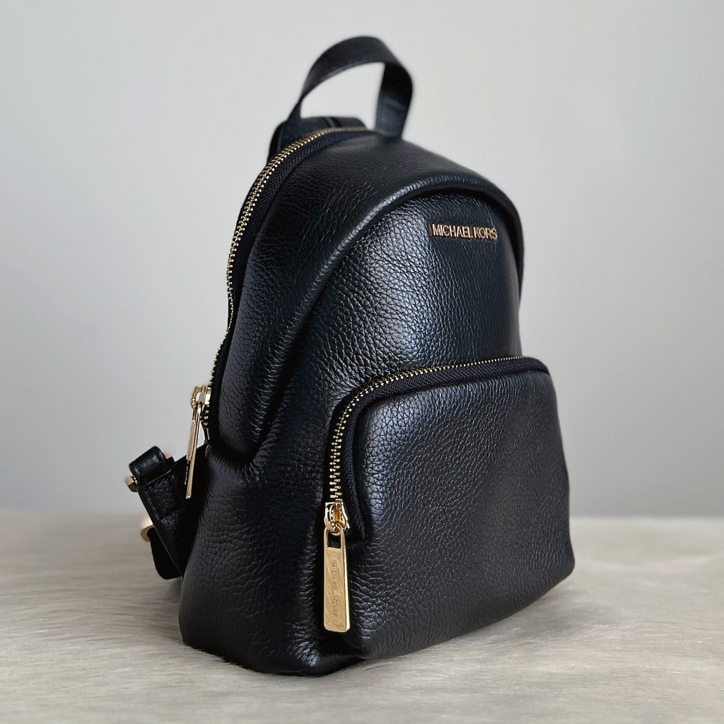 Michael Kors Black Leather Double Compartment Small Backpack Like New