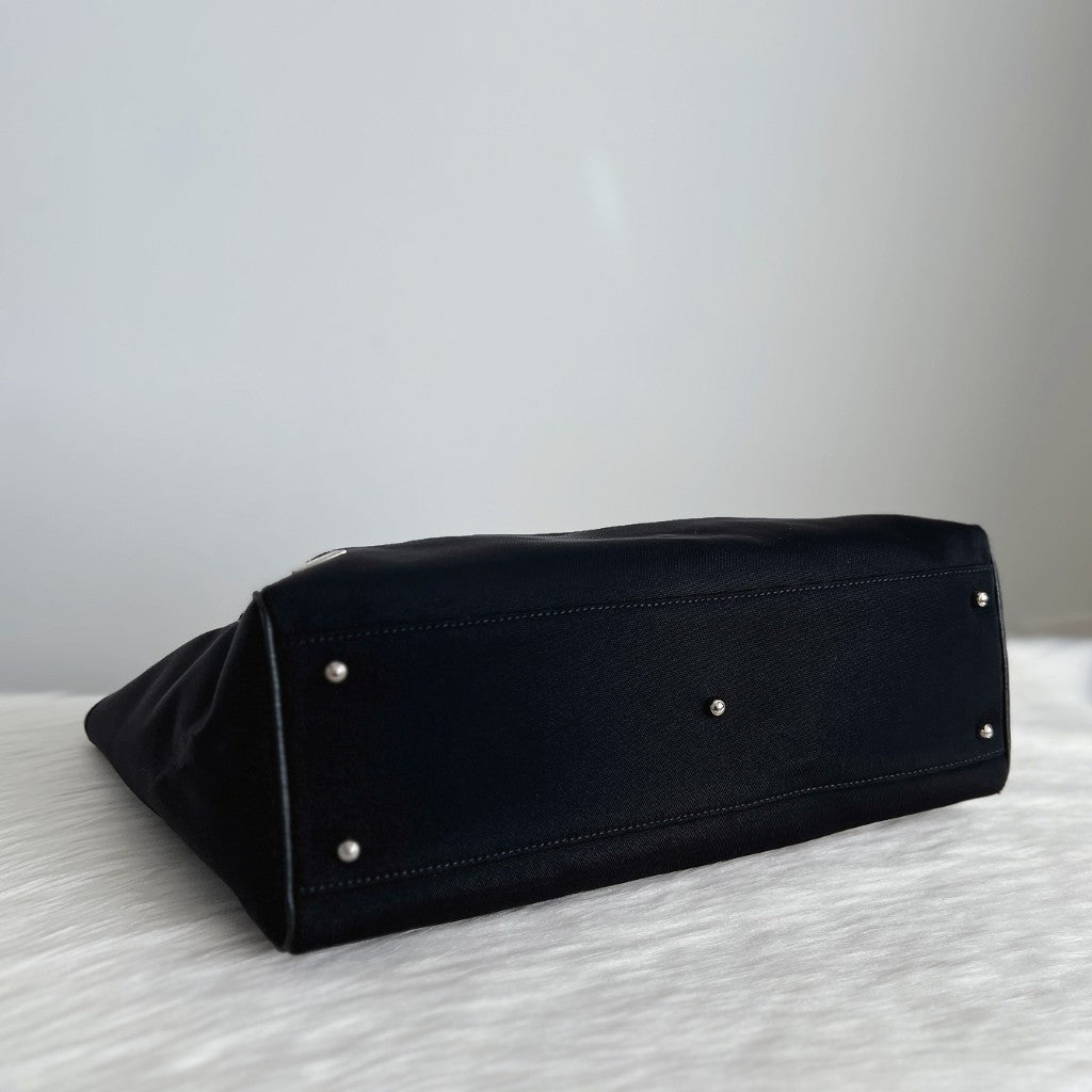 Gucci Black Canvas Double Strap Detail Carryall Shoulder Bag