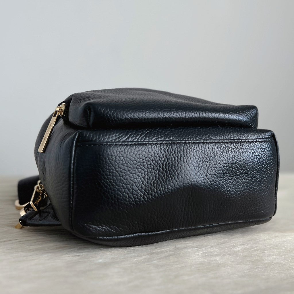 Michael Kors Black Leather Double Compartment Small Backpack Like New