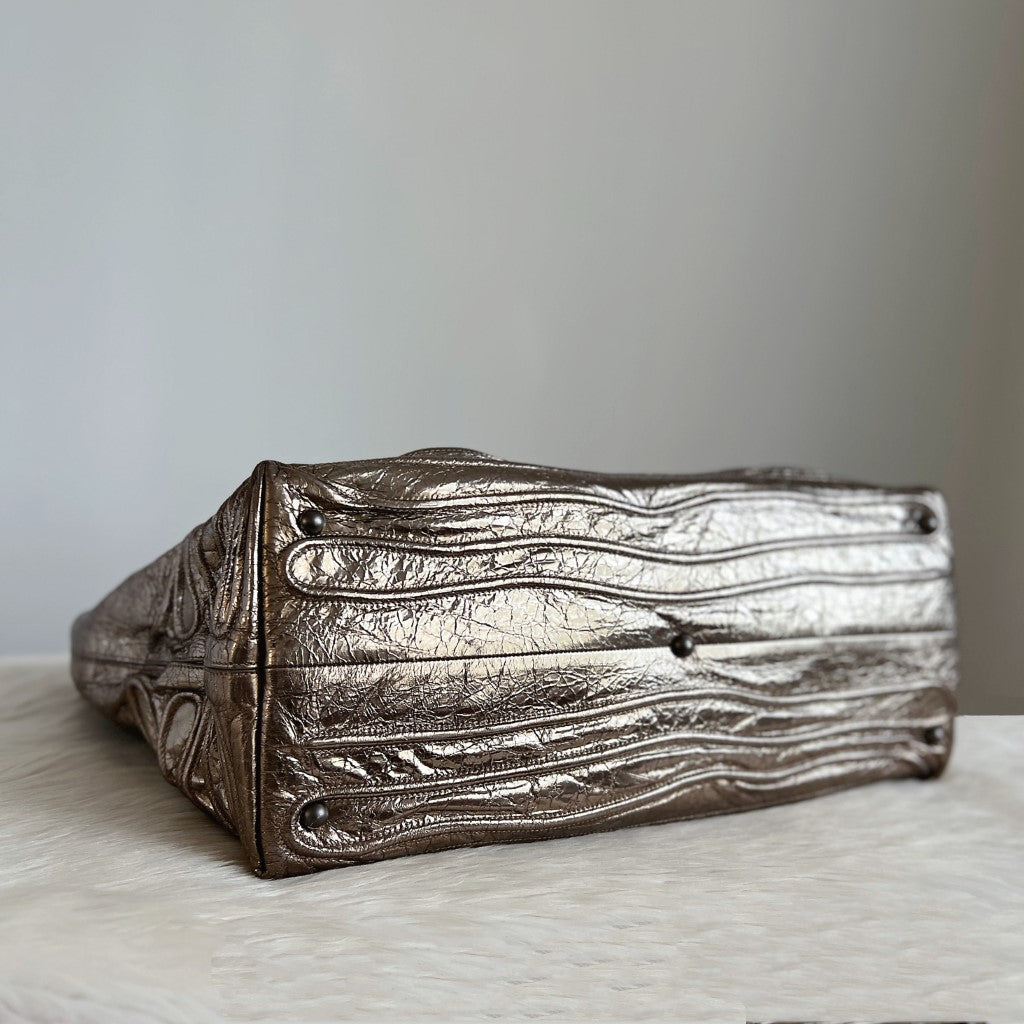 Bottega Veneta Metallic Gold Chain Detail Large Shoulder Bag