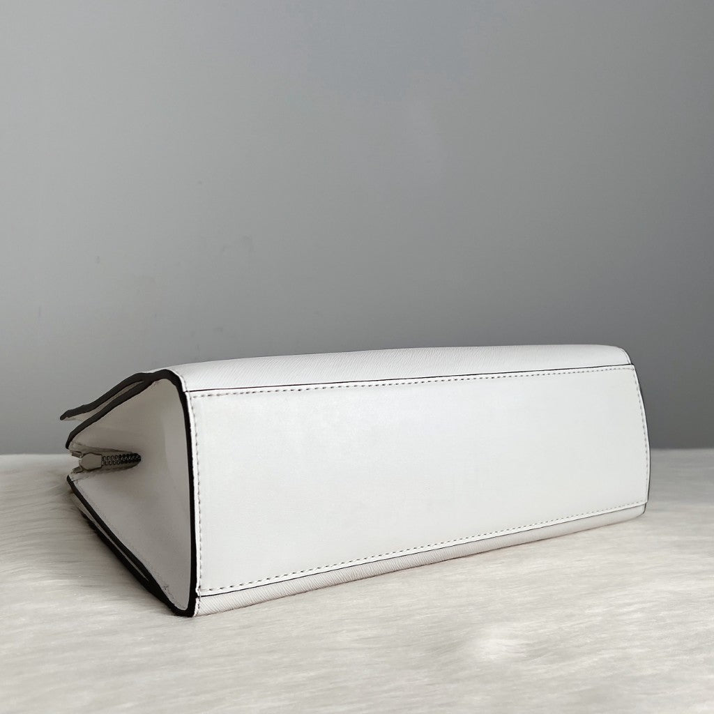 Michael Kors White Leather Triple Compartment 2 Way Shoulder Bag Like New