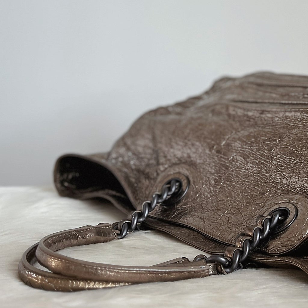 Bottega Veneta Metallic Gold Chain Detail Large Shoulder Bag