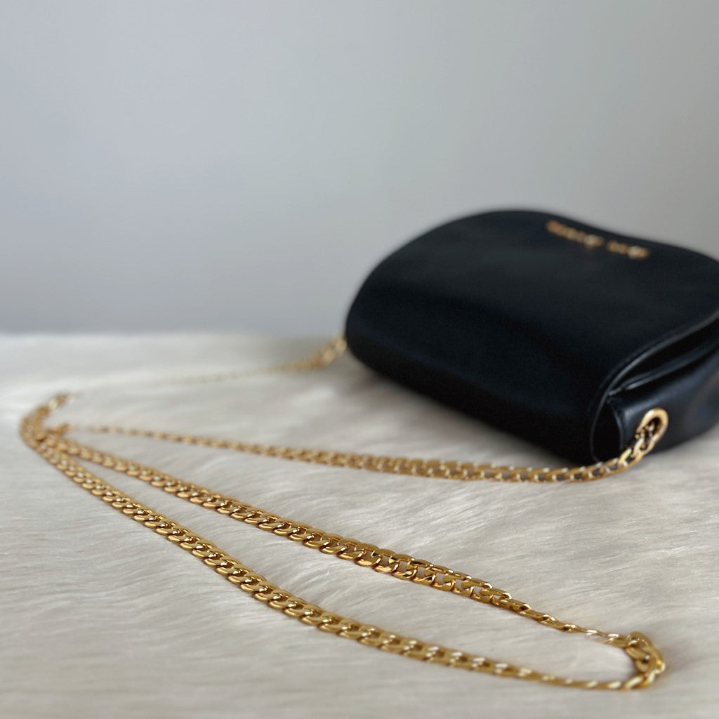 Marc Jacobs Black Leather Gold Chain Crossbody Shoulder Bag Excellent