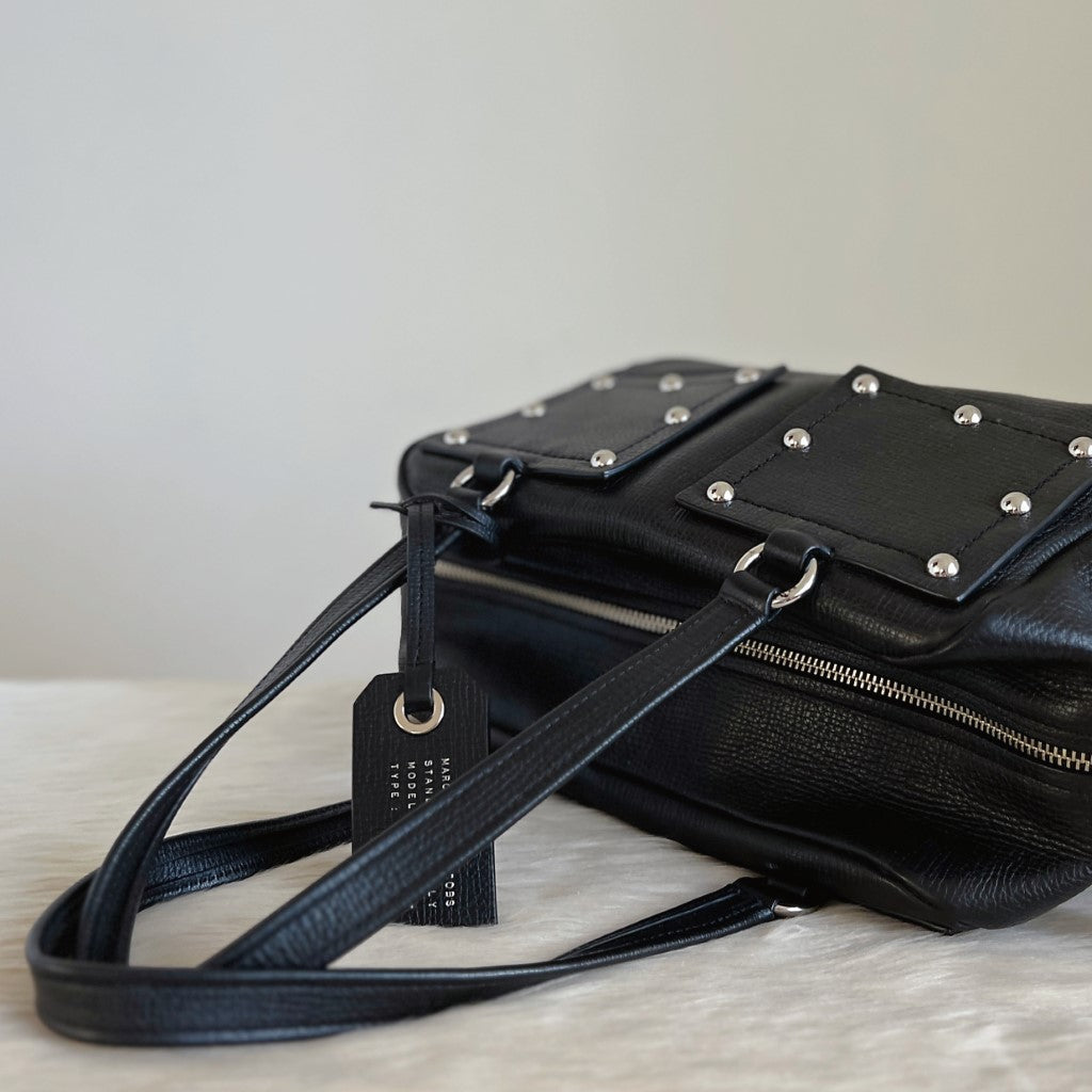 Marc Jacobs Black Leather Studded Detail Shoulder Bag Excellent