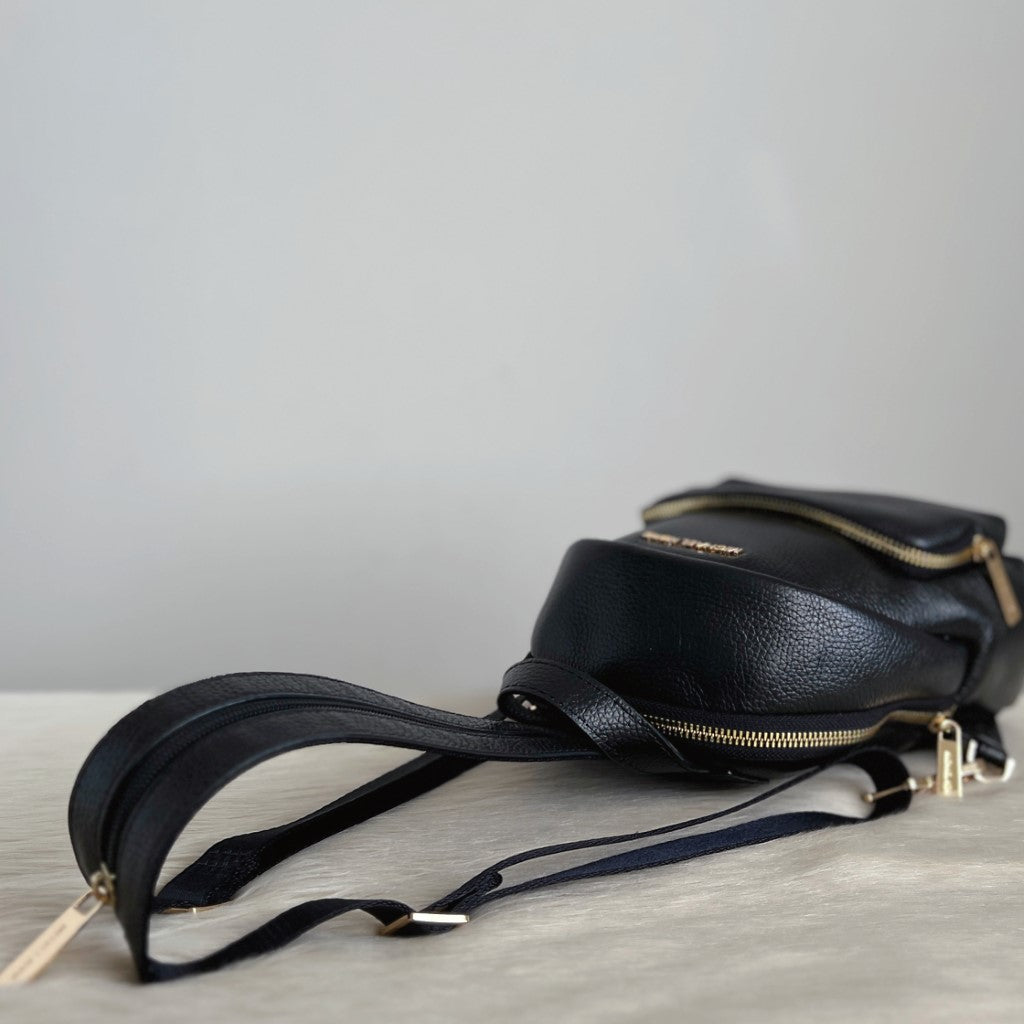 Michael Kors Black Leather Double Compartment Small Backpack Like New
