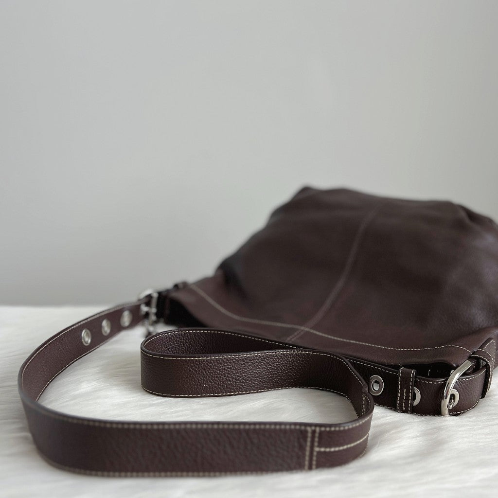 Coach Chocolate Leather Messenger Crossbody Shoulder Bag Excellent