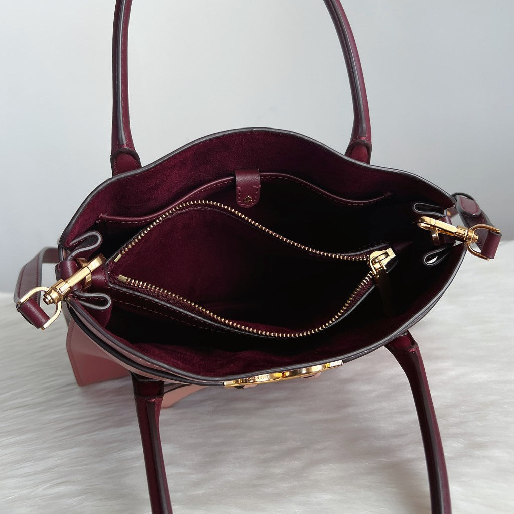 Kate Spade Tri-Tone Leather Front Bow Detail 2 Way Shoulder Bag Like New