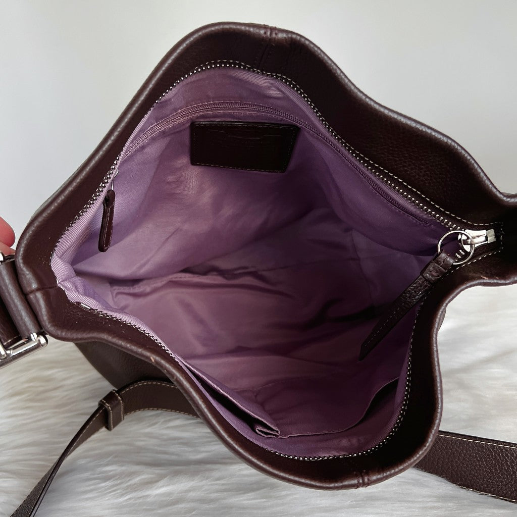 Coach Chocolate Leather Messenger Crossbody Shoulder Bag Excellent
