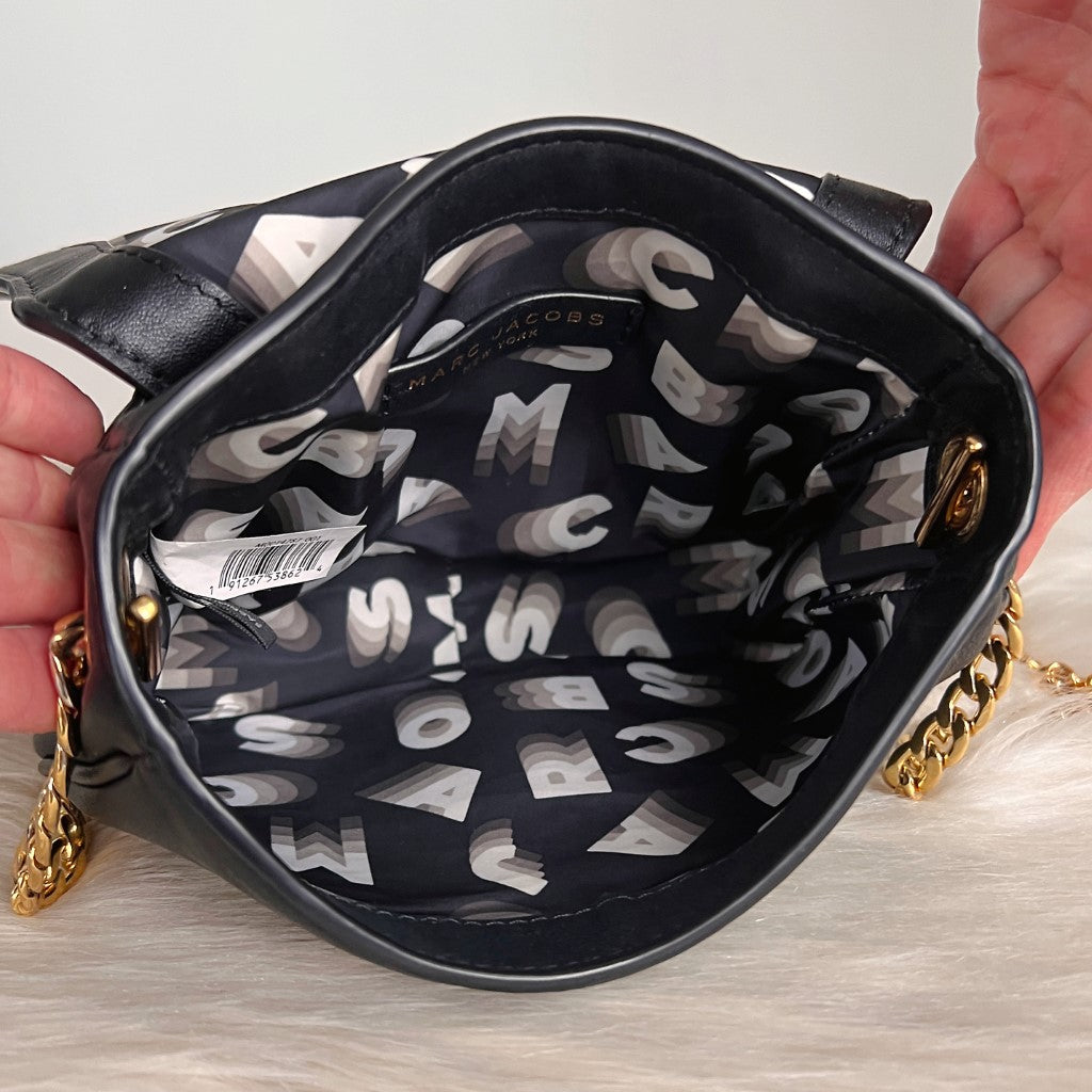 Marc Jacobs Black Leather Gold Chain Crossbody Shoulder Bag Excellent