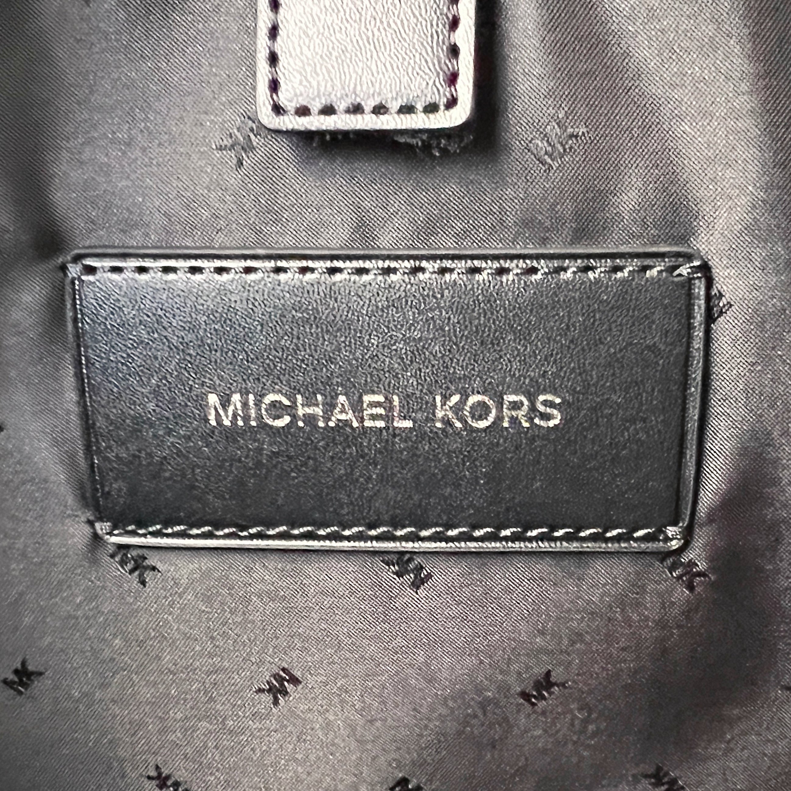 Michael Kors Black Leather MK Monogram Business Unisex 2 Way Shoulder Bag Excellent