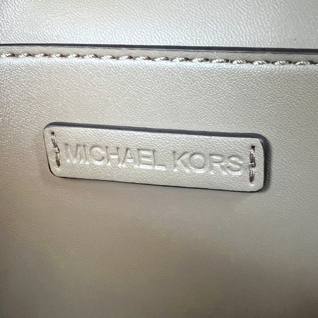 Michael Kors Mocha Leather Monogram Front Logo Crossbody Shoulder Bag Like New