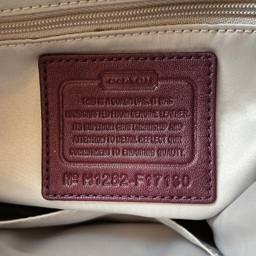 Coach Purple Leather Front Logo Boston 2 Way Shoulder Bag